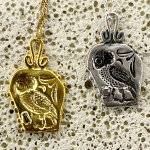 Owl of Athena Coin Pendant - Sterling Silver 925